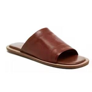 Kelsi Dagger Brown Leather Slide Sandals
